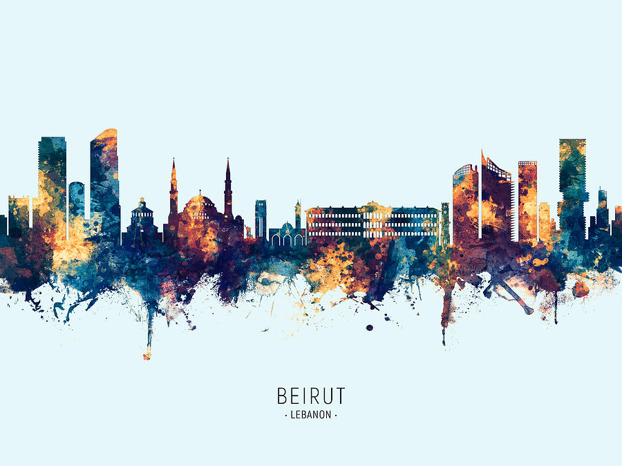 Skyline Digital Art - Beirut Lebanon Skyline #17 by Michael Tompsett