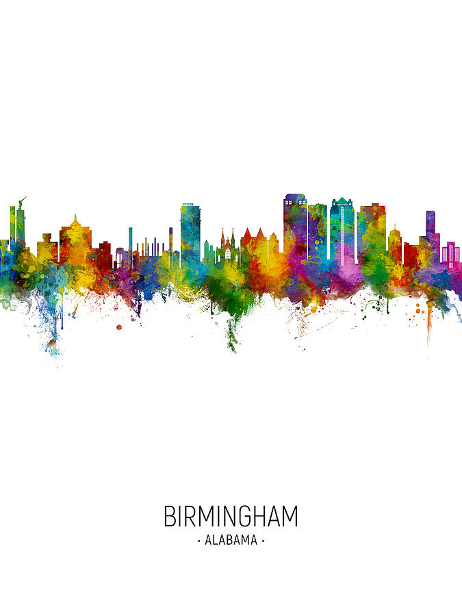 Birmingham Alabama Skyline #17 Digital Art by Michael Tompsett