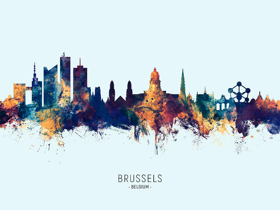 Skyline Digital Art - Brussels Belgium Skyline #17 by Michael Tompsett