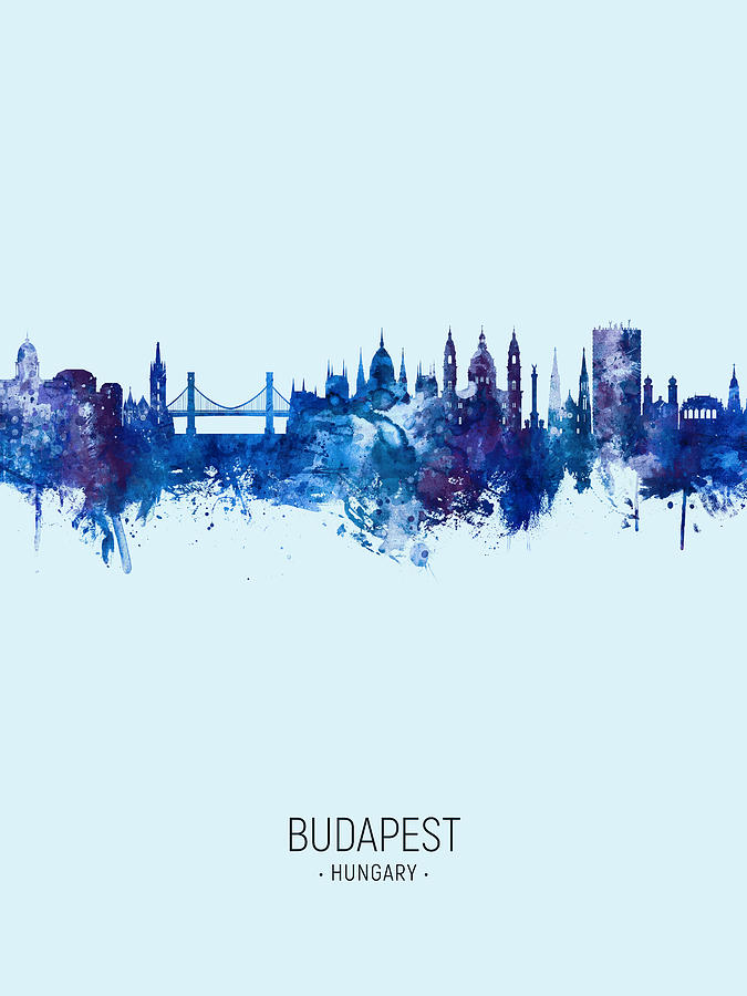 Skyline Digital Art - Budapest Hungary Skyline #17 by Michael Tompsett