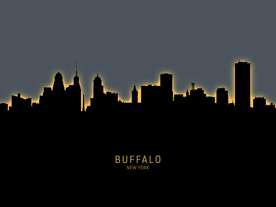 Buffalo Digital Art - Buffalo New York Skyline #17 by Michael Tompsett