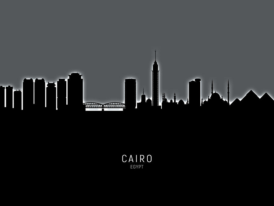 Skyline Digital Art - Cairo Egypt Skyline #17 by Michael Tompsett