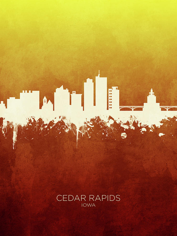 Cedar Rapids Digital Art - Cedar Rapids Iowa Skyline #17 by Michael Tompsett