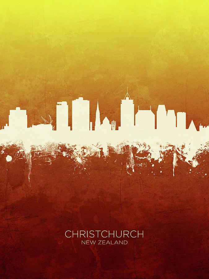 Christchurch New Zealand Skyline #17 Digital Art by Michael Tompsett