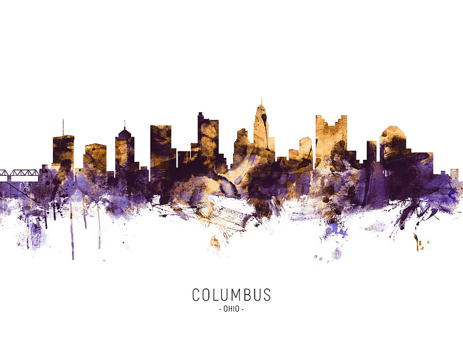 Columbus Ohio Skyline #17 Digital Art by Michael Tompsett