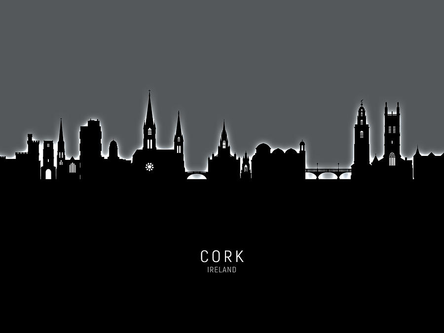 Cork Digital Art - Cork Ireland Skyline #17 by Michael Tompsett