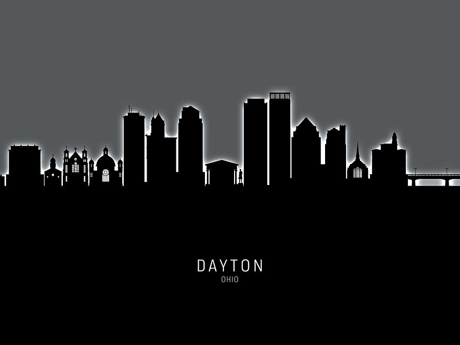 Skyline Digital Art - Dayton Ohio Skyline #17 by Michael Tompsett