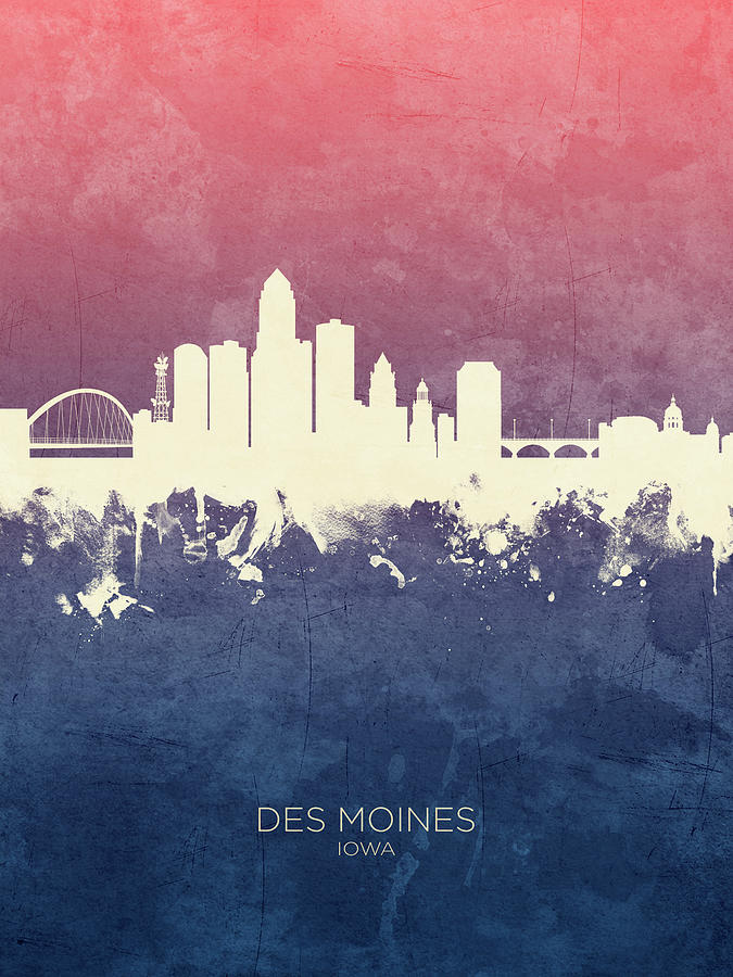 Des Moines Iowa Skyline #17 Digital Art by Michael Tompsett