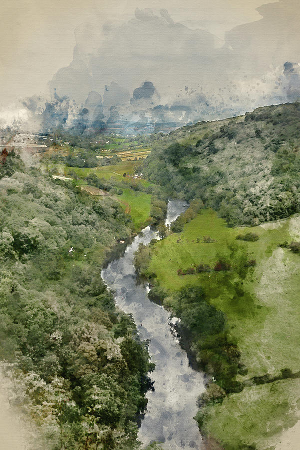 Digitally Created Watercolor Painting Of Stunning Summer Landsca Digital Art
