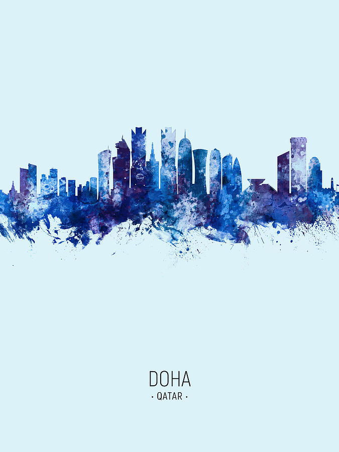 Doha Qatar Skyline #17 Digital Art by Michael Tompsett