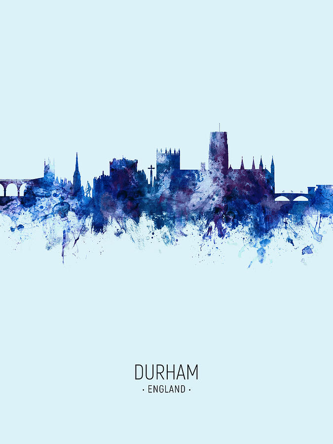 Durham Digital Art - Durham England Skyline Cityscape #17 by Michael Tompsett