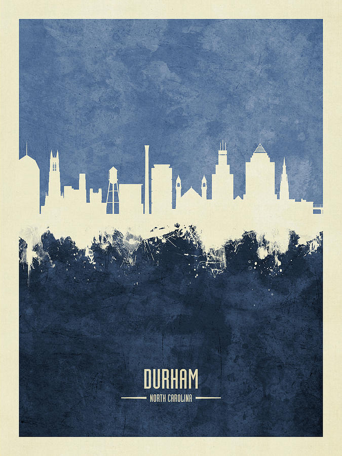 Durham Digital Art - Durham North Carolina Skyline #17 by Michael Tompsett