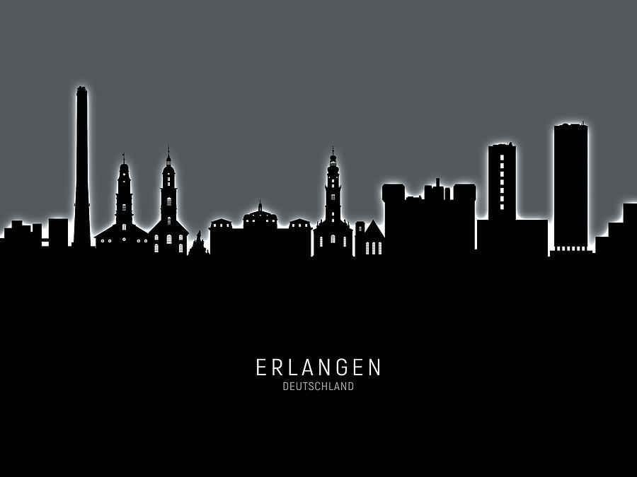 Erlangen Germany Skyline #17 Digital Art by Michael Tompsett