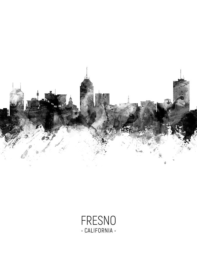 Fresno Digital Art - Fresno California Skyline #17 by Michael Tompsett