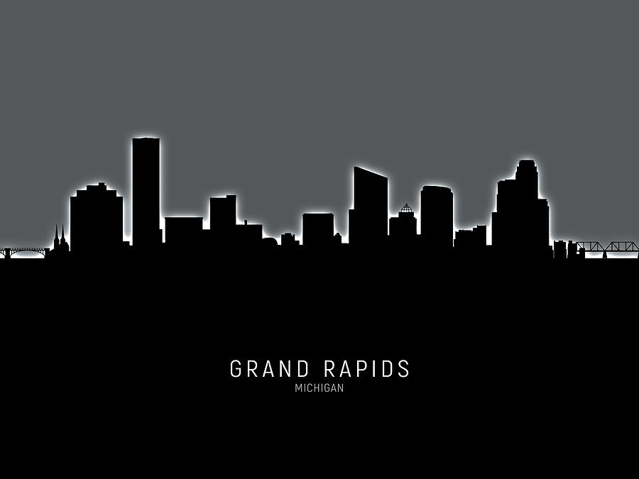 Grand Rapids Michigan Skyline #17 Digital Art by Michael Tompsett
