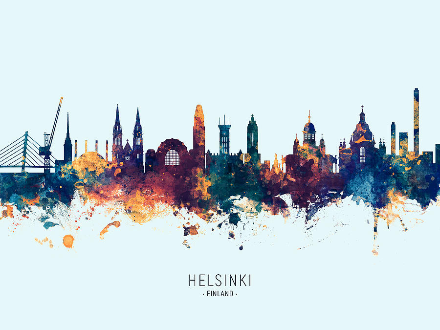 Helsinki Finland Skyline #17 Digital Art by Michael Tompsett
