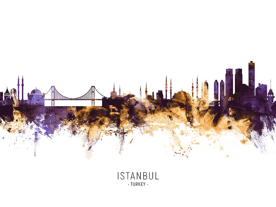 Istanbul Turkey Skyline #17 Digital Art by Michael Tompsett