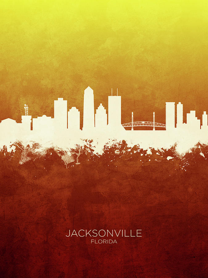 Jacksonville Florida Skyline #17 Digital Art by Michael Tompsett