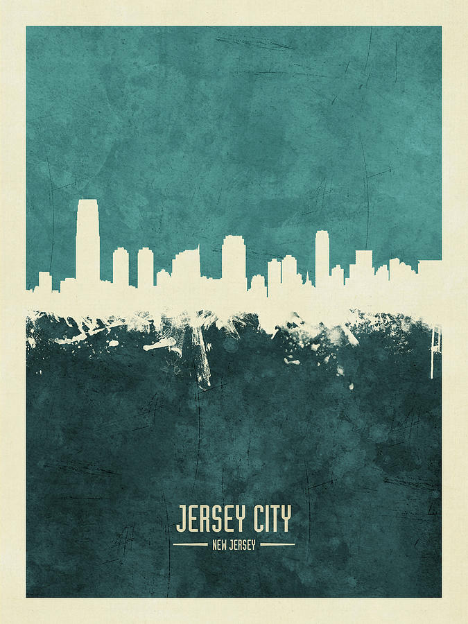 Jersey City Digital Art - Jersey City New Jersey Skyline #17 by Michael Tompsett