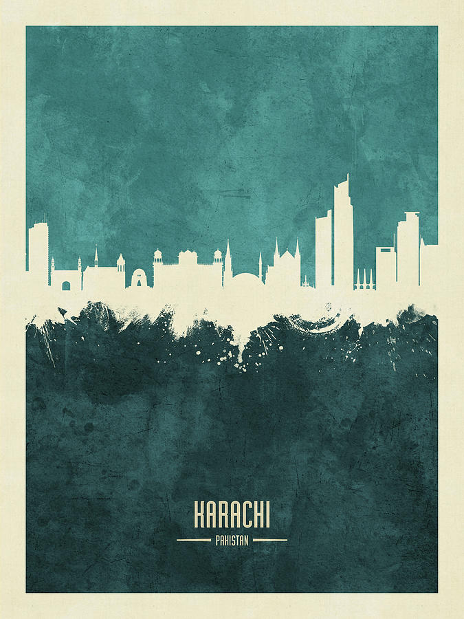 Karachi Pakistan Skyline #17 Digital Art by Michael Tompsett
