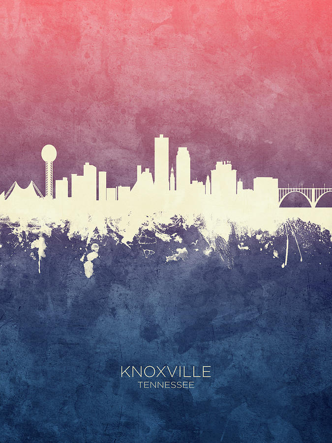Knoxville Digital Art - Knoxville Tennessee Skyline #17 by Michael Tompsett