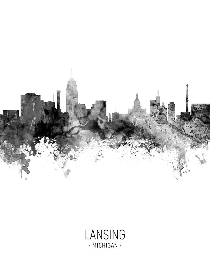 Skyline Digital Art - Lansing Michigan Skyline #17 by Michael Tompsett