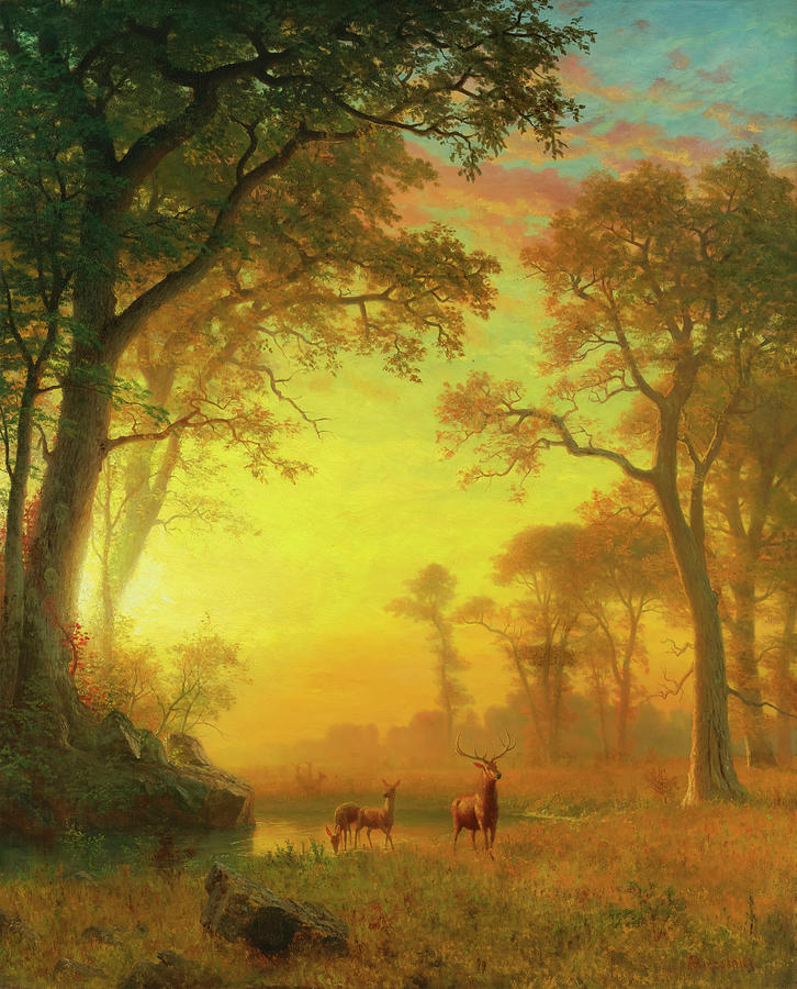 Albert Bierstadt  Painting - Light in the Forest by Albert Bierstadt by Mango Art