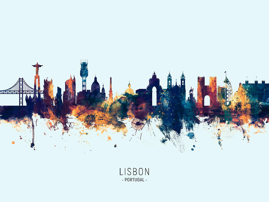 Lisbon Portugal Skyline #17 Digital Art by Michael Tompsett