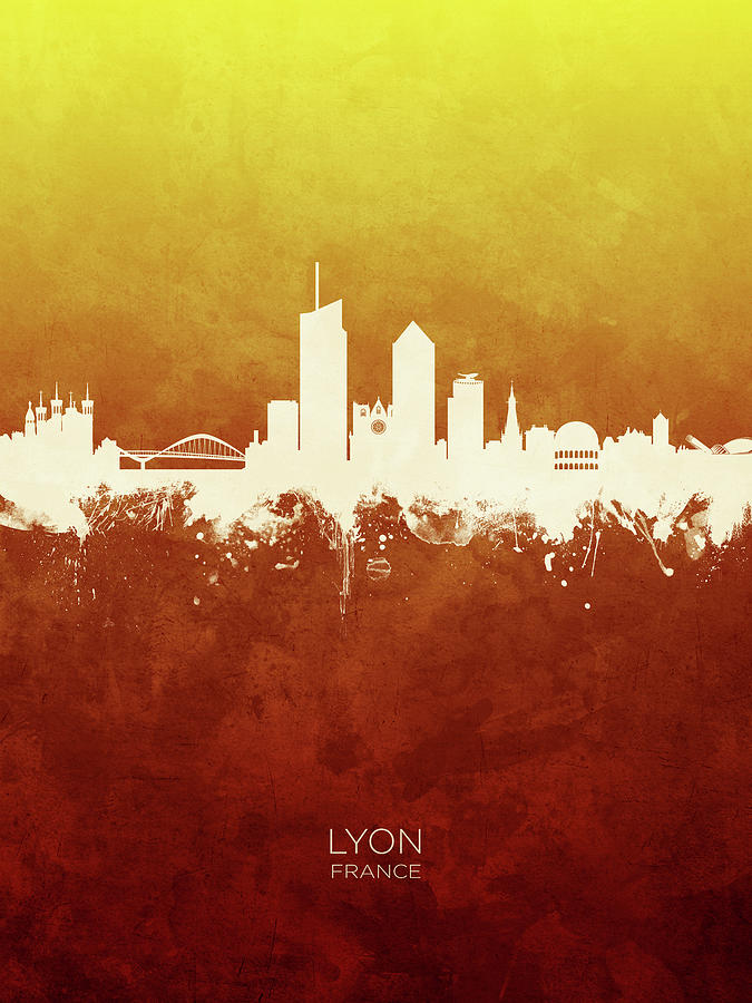Skyline Digital Art - Lyon France Skyline #17 by Michael Tompsett