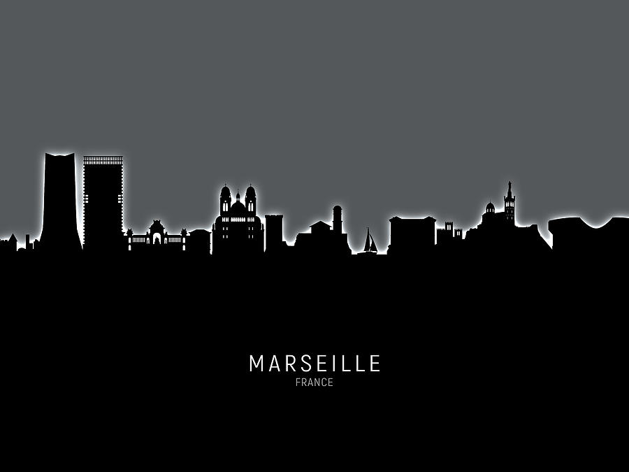 Marseille France Skyline #17 Digital Art by Michael Tompsett