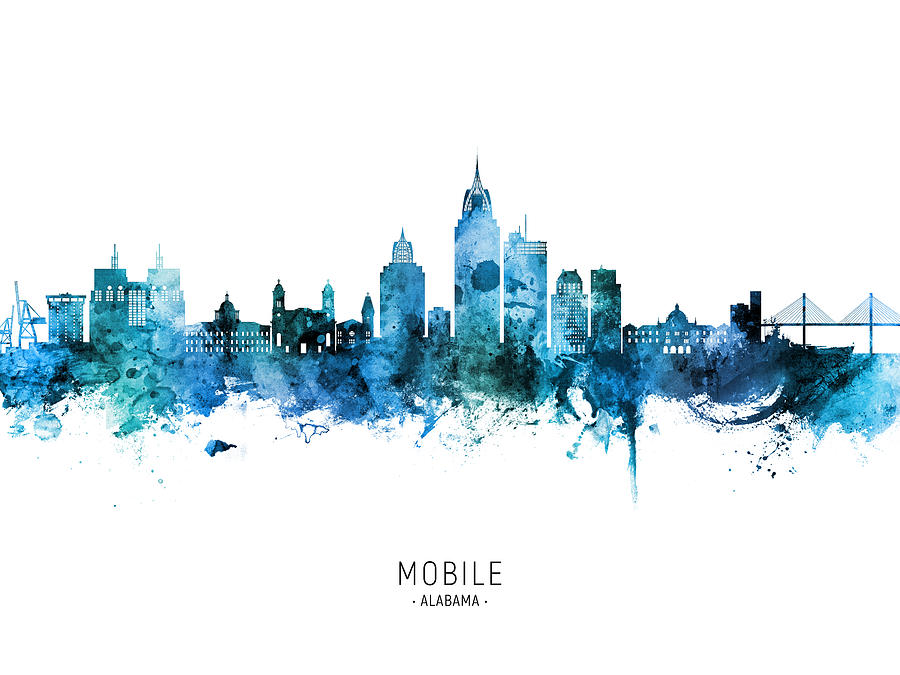 Mobile Skyline Digital Art - Mobile Alabama Skyline #17 by Michael Tompsett