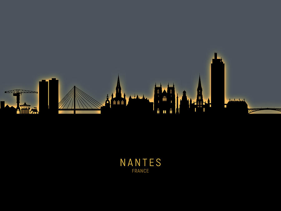 Nantes France Skyline #17 Digital Art by Michael Tompsett