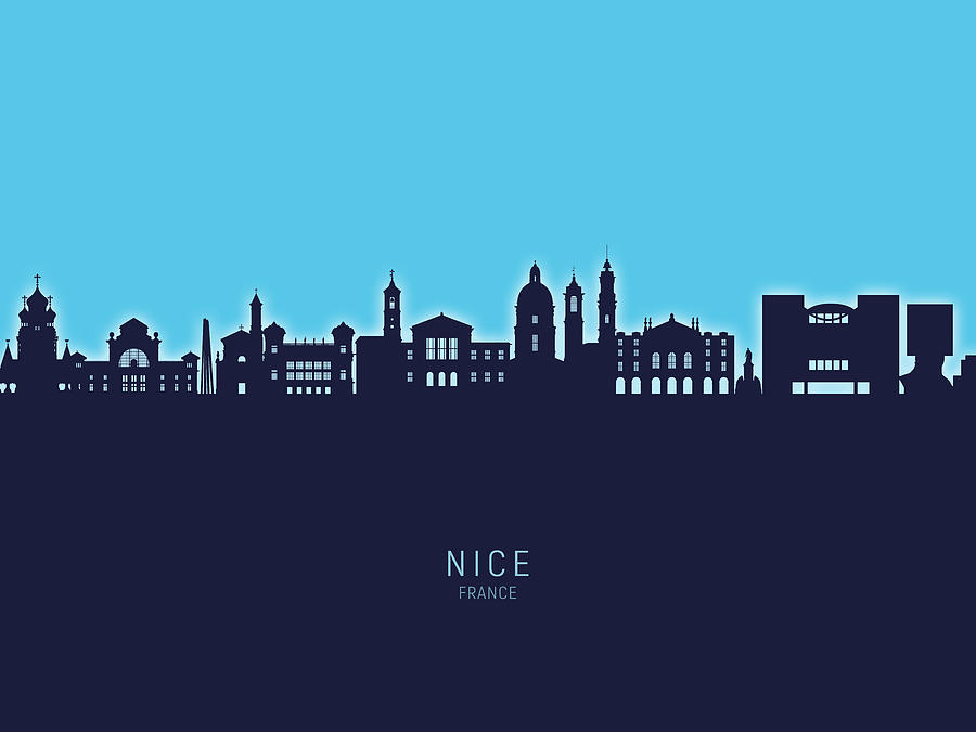 Nice France Skyline Digital Art by Michael Tompsett | Fine Art America