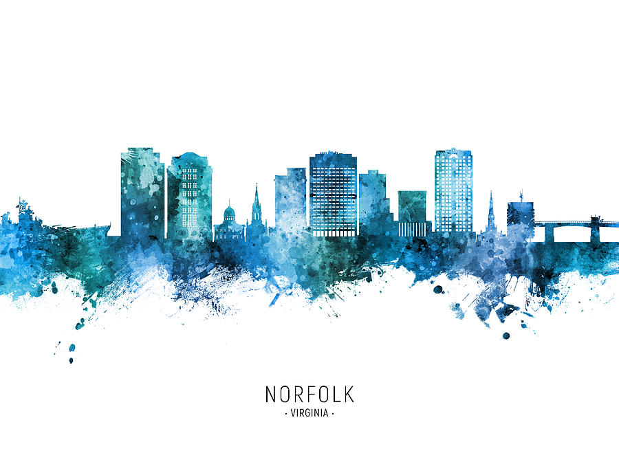 Norfolk Virginia Skyline #28 Digital Art by Michael Tompsett