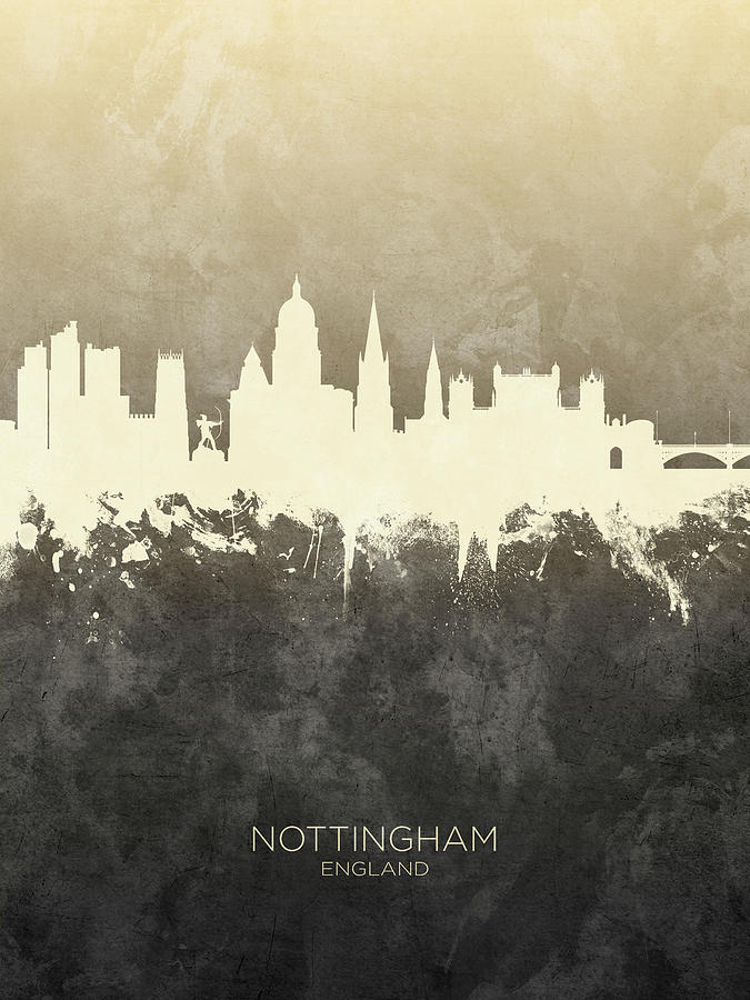 Nottingham England Skyline #17 Digital Art by Michael Tompsett