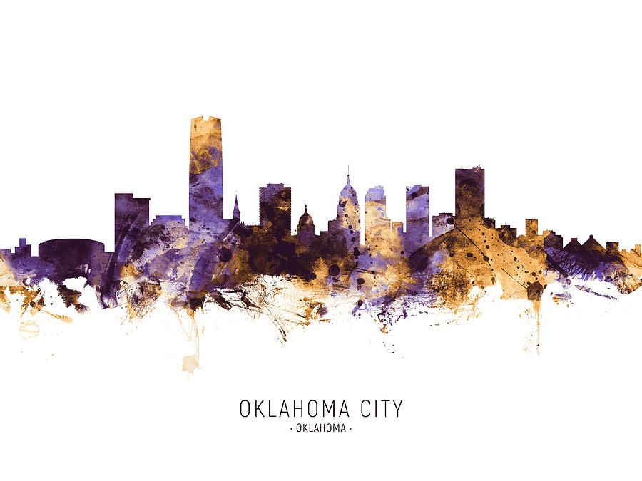 Oklahoma City Digital Art - Oklahoma City Skyline #17 by Michael Tompsett