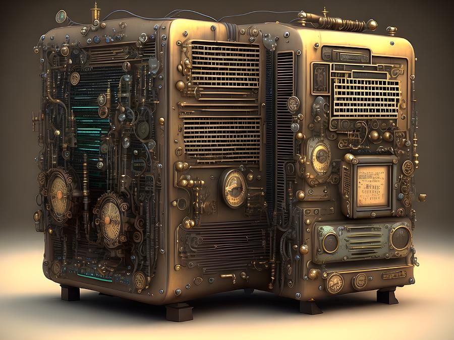 Old Retro Computer, Generative AI Illustration Digital Art by Miroslav