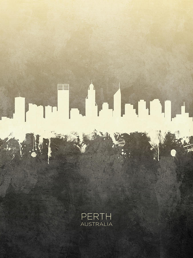 Perth Australia Skyline #17 Digital Art by Michael Tompsett