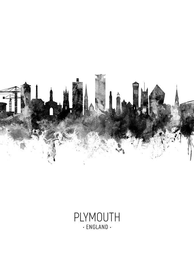 Skyline Digital Art - Plymouth England Skyline #17 by Michael Tompsett