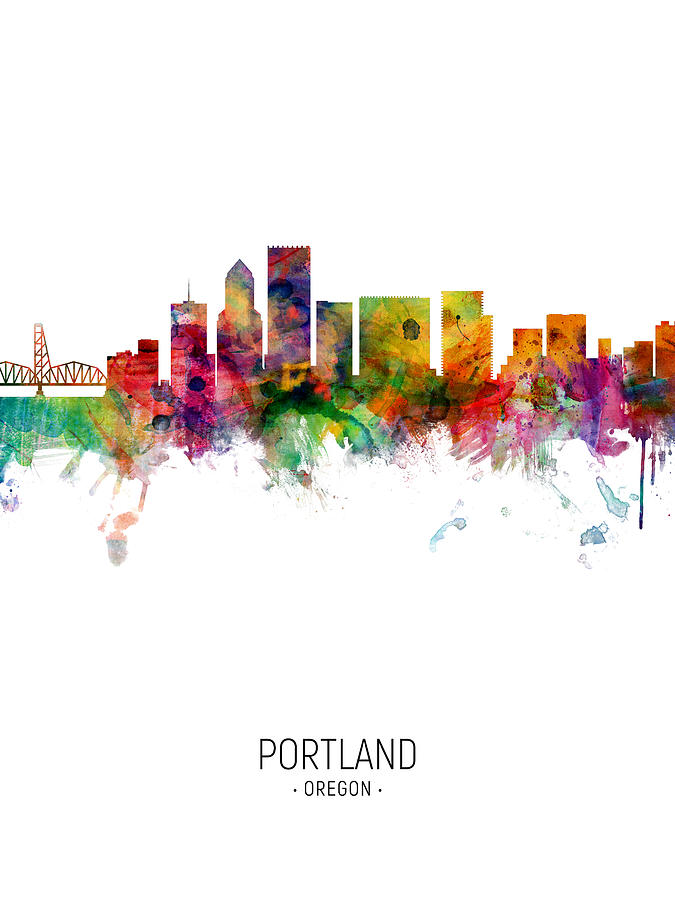 Portland Oregon Skyline #17 Digital Art by Michael Tompsett