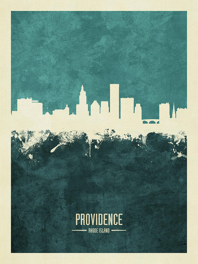 Skyline Digital Art - Providence Rhode Island Skyline #17 by Michael Tompsett