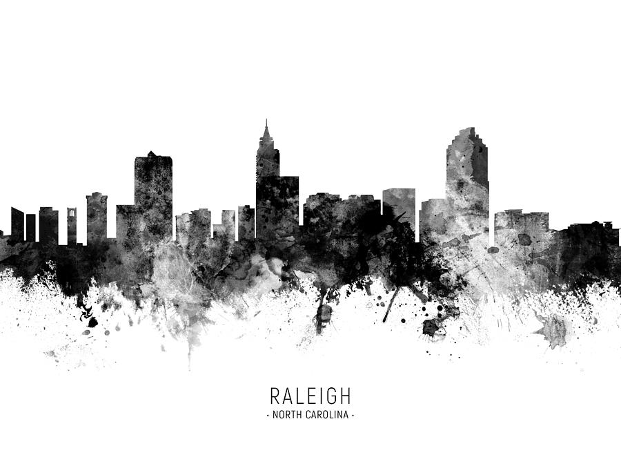 Raleigh North Carolina Skyline #17 Digital Art by Michael Tompsett