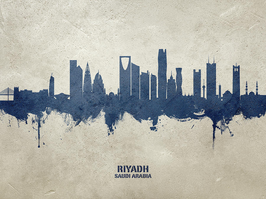 Skyline Digital Art - Riyadh Saudi Arabia Skyline #17 by Michael Tompsett