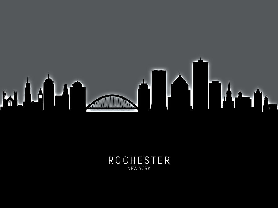 Rochester New York Skyline #17 Digital Art by Michael Tompsett