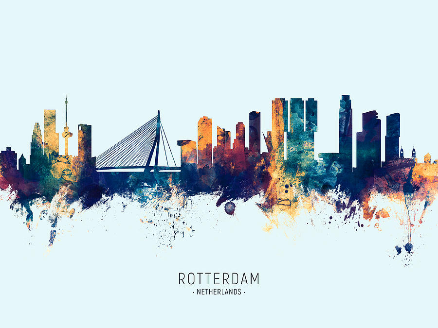 Rotterdam The Netherlands Skyline #17 Digital Art by Michael Tompsett