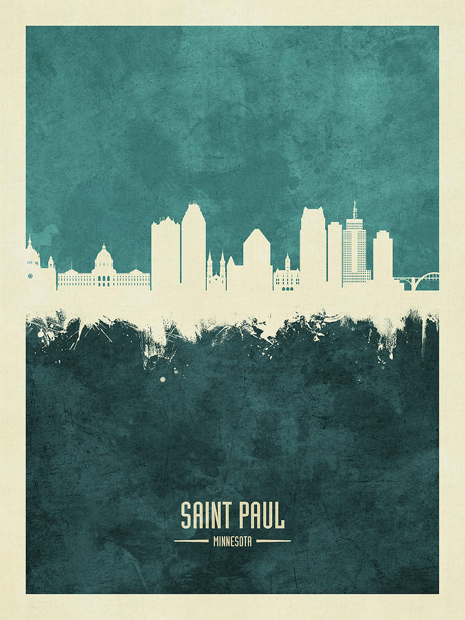 Saint Paul Minnesota Skyline #17 Digital Art by Michael Tompsett