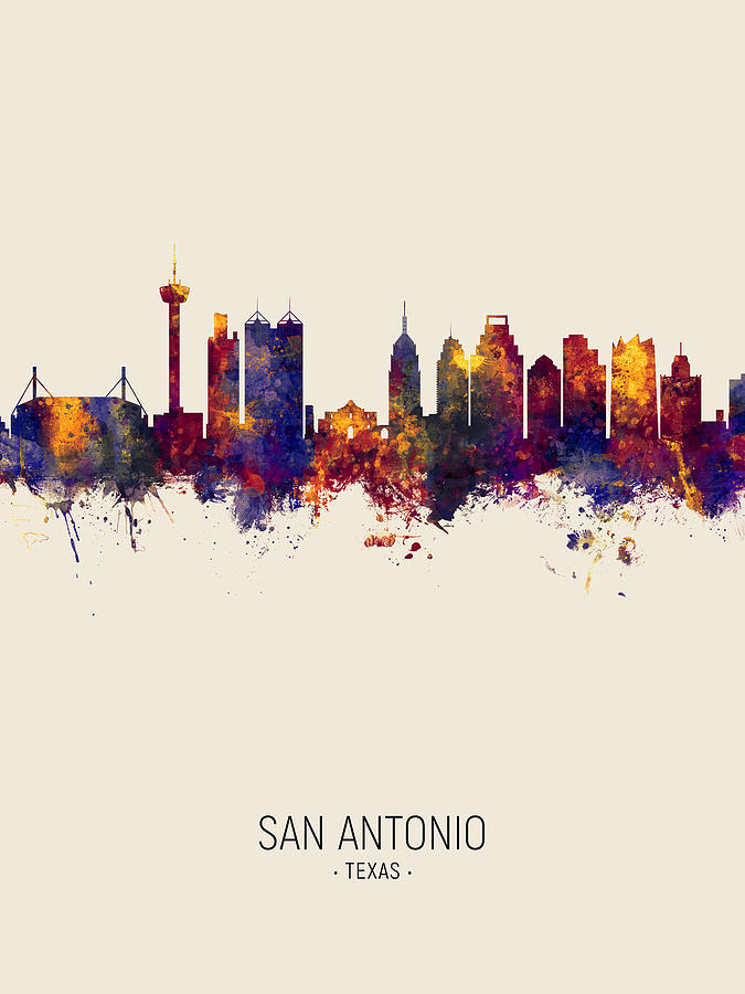 San Antonio Digital Art - San Antonio Texas Skyline #17 by Michael Tompsett