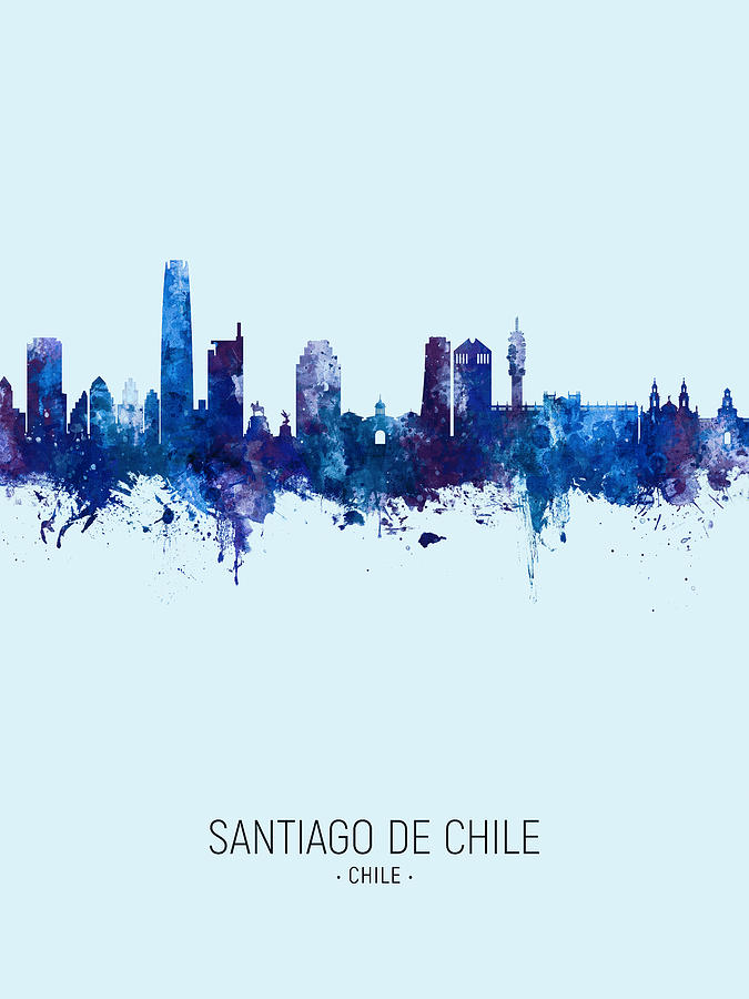 Santiago de Chile Skyline #17 Digital Art by Michael Tompsett