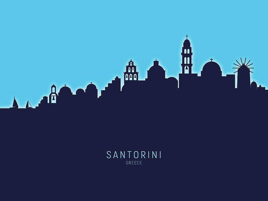 Skyline Digital Art - Santorini Skyline #17 by Michael Tompsett