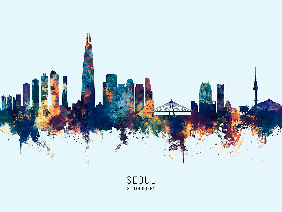 Seoul Skyline South Korea #17 Digital Art by Michael Tompsett